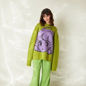 KK plus x SOMEWHERE NOWHERE Green Knit Sweater